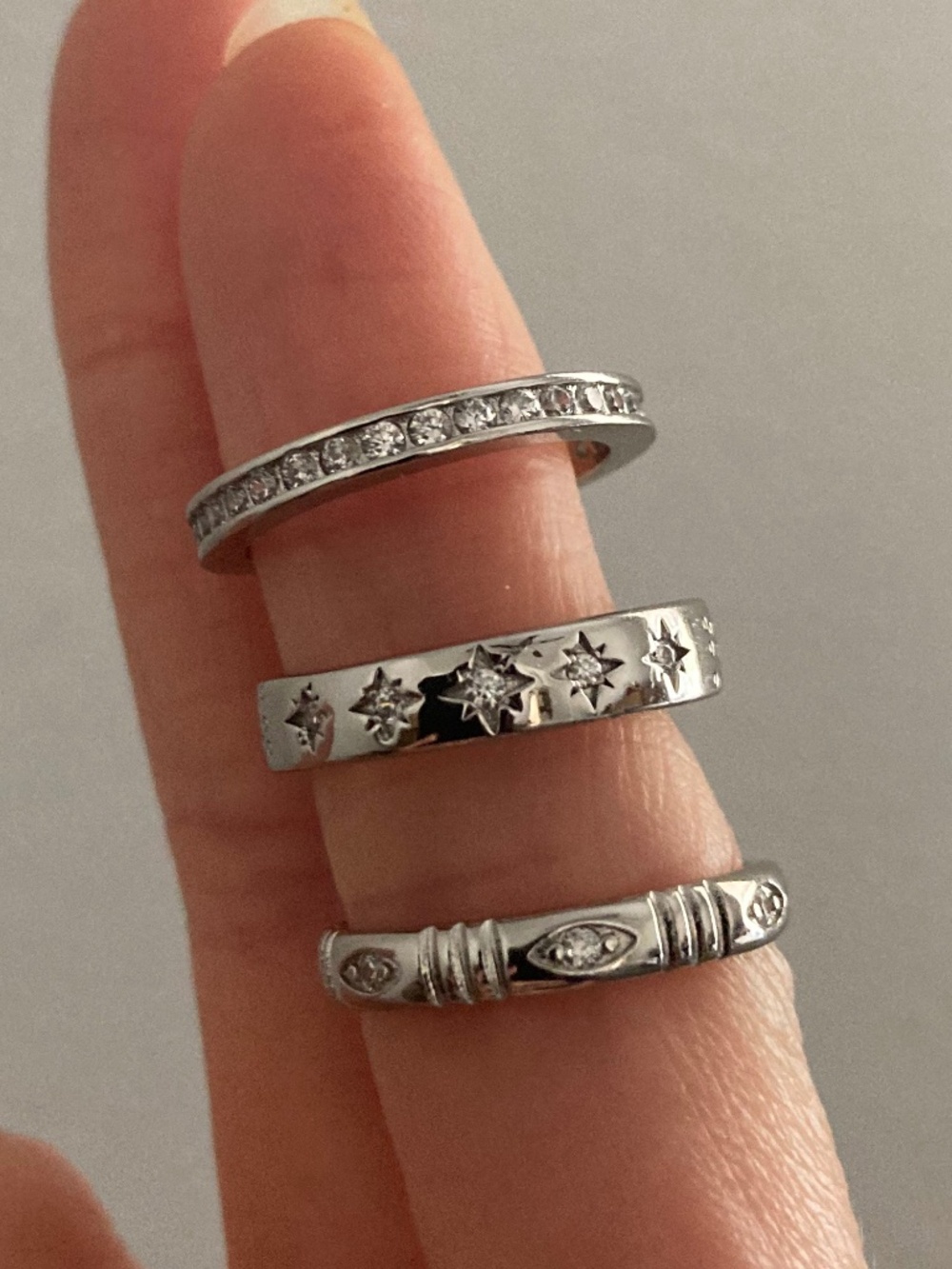 Vanessa Mooney SZ6 Ring SET Silver Stackable layering cocktail Rings Silver